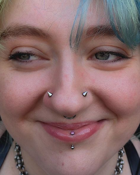 did some super fun installs for Nancy @keltherys a while back with some big aul shiny spikes from @junipurrjewelry ⚔️ the nose piercings were not performed by me, but peep that healed vertical labret I did do tho 👀 📍 @croidubhtattoo #piercing #nosepiercing #nostrilpiercing #spike #junipurrjewelry #jjspotlight #belfast Dainty Vertical Labret, Spike Nose Piercing, Vertical Labret Jewelry, Vertical Labret, Labret Jewelry, Nose Piercings, Body Mods, Nose Piercing, The Nose