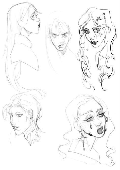 Head Art Reference Female, Head Looking Up Drawing, Head Sketch Female, Headshot Sketch, Woman Looking Down Reference Drawing, Female Expressions Reference, Feminine Eyes Drawing Reference, Female Head Reference Drawing, Comic Sketch Art