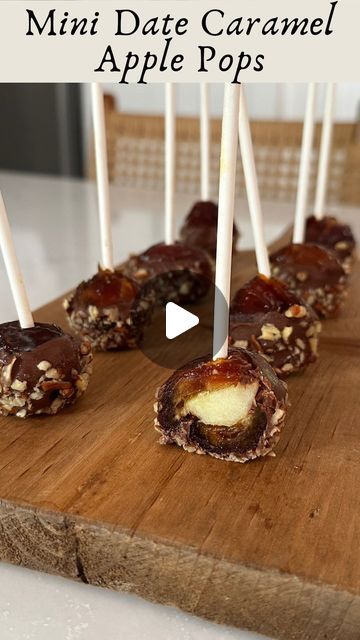 Candice Marie | Healthy Lifestyle & Simple Recipes on Instagram: "I bet you have NEVER had these before😏🍏

⭐️Drop an APPLE in the comments to get a link to my full recipe sent to your inbox or click the link in my profile⭐️

These Mini Date Caramel Apple Pops are vegan, gluten-free, and refined-sugar free. So fun and easy to make - no actual caramel required." Apple Pops, Caramel Apple Pops, Date Caramel, Apple Pop, Toddler Snacks, Fall Treats, Caramel Apple, Simple Recipes, Refined Sugar Free