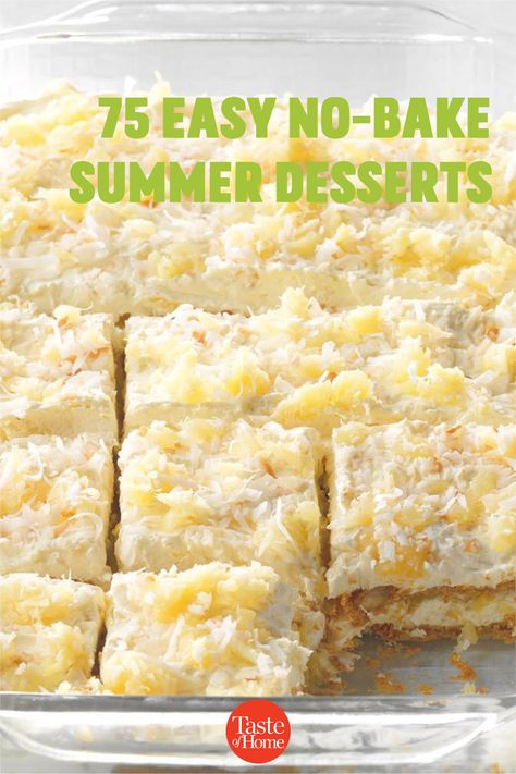 Quick Summer Desserts, Light Summer Desserts, Cookout Desserts, Easy Summer Dessert Recipes, No Bake Summer Desserts, Healthy Summer Desserts, Summer Baking, Cold Desserts, Easy No Bake