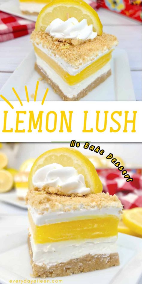 Lemon Lush Dessert Recipe, Lemon Lush Recipe, Lemon Lasagna, Lemon Lush Dessert, Lush Dessert, Lush Cake, Delicious Lemon Cake, Lush Recipes, Lemon Lush