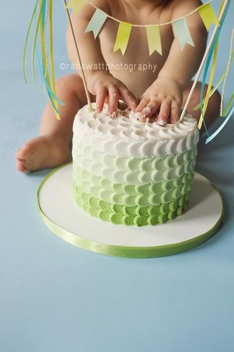 Ombre Pulled Dot * Safari Smash Cake 1st Birthdays, Birthday Cake For Boys, Birthday Cakes For Boys, 1st Year Cake, Cake Smash Inspiration, Pastel Ombre, Rainbow Birthday Cake, Smash Cake Boy, Ombre Cake