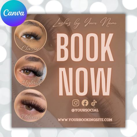 Lash Booking Flyer, DIY Book Now Flyer, Aesthetic Flyer, Eyelashes, Lash Extensions, Aesthetic Instagram, Editable Canva Template - Etsy Namibia Looking For Lash Models Post, Lash Flyer Design, Lash Extensions Aesthetic, Extensions Aesthetic, Aesthetic Flyer, Lashes Tips, Lash Photography, Lash Content, Insta Nails