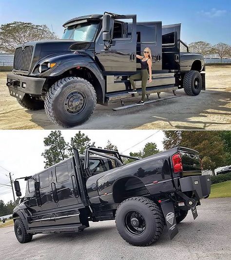 Taking Pick-Ups To The Extreme: Armored 2017 International Workstar SuperTruck Six Door 4x4 Pickup 6 Door Truck, Zombie Apocalypse Gear, Pick Up 4x4, Muscle Truck, Garage Bike, Mercedes Truck, Custom Pickup Trucks, Custom Truck, Dream Cars Jeep