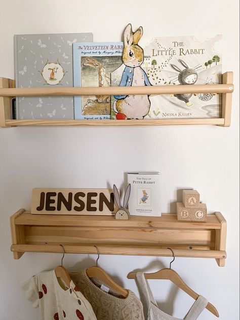 Baby Shelves, Ikea Book, Baby Room Shelves, Nursery Shelf Decor, Nursery Bookshelf, Ikea Bookshelves, Ikea Kids, Nursery Shelves, Toddler Boys Room