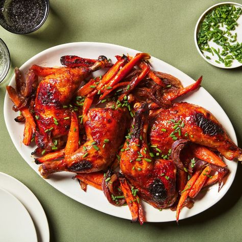 Sheet-Pan Sticky Apricot Chicken Recipe | Epicurious Sheet Pan Sticky Apricot Chicken, Sticky Apricot Chicken, Chicken Glaze, Sticky Chicken Recipe, Apricot Chicken Recipes, Fennel Pasta, Apricot Chicken, Jar Of Jam, Pan Dinners