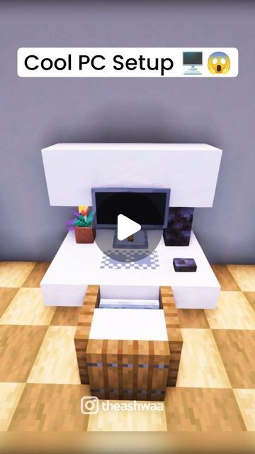 Ashwaa on Instagram: "Cool PC Setup Build in Minecraft 🖥️⚒️😱  ❤️ Follow For More Builds 😻 💛 Watch Full Tutorial on Youtube!! 🏠⚒️ 💙 Join Discord For Build Download Link 📢  Idea : Lockycraft   🩵 Links are in the Bio :-  . . . . #minecraft #minecraftbuilds #minecraftbuilding #minecrafttutorial" Gaming Setup Minecraft, Minecraft Pc Setup, Minecraft Desk Ideas, Desk Minecraft, Minecraft Clock, Minecraft Computer, Minecraft Decoration Ideas, Minecraft Cool, Minecraft Create