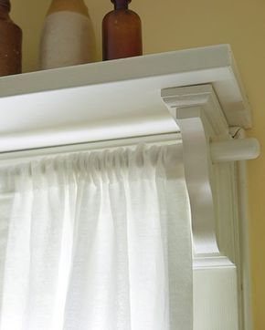 Put a shelf over a window and use the shelf brackets to hold a curtain rod Farmhouse Renovation, Kitchen Window, Shelf Brackets, A Shelf, Curtain Rod, Decor Rustic, My New Room, Window Coverings, The Window