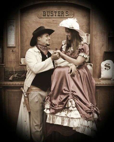 Getting Old Time Photos done in Branson. I had NO Idea he was going to propose :) Old Time Photoshoot, Wild West Wedding, Time Photoshoot, Western Engagement Photos, Old West Photos, Old Time Photos, Western Photoshoot, Western Engagement, Saloon Girls