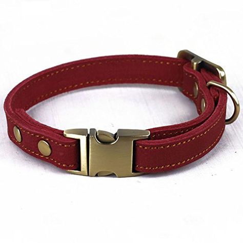 CHEDE Luxury Real Leather Dog Collar Handmade For Small Dog Breeds With The Finest Genuine LeatherBest Quality Collar That Is Stylish Soft Strong And ComfortableRed Dog Collar ** You can get more details by clicking on the image. Red Dog Collar, Dog Collar With Name, Cute Dog Collars, Small Dog Collar, Custom Dog Collars, Leather Dog Collar, Puppy Collars, Red Dog, Dog Gear