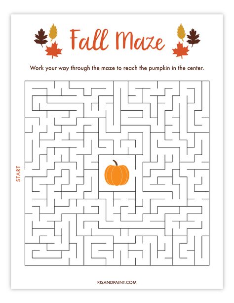 fall maze pjs and paint October School Age Activities, Fun Fall School Activities, Fall Homeschool Worksheets, Fall Hidden Pictures Printables Free, Fall Mazes For Kids, Halloween Morning Work, Fall Worksheets For 4th Grade, Fall Theme Activities For Kids, Fall Therapy Activities