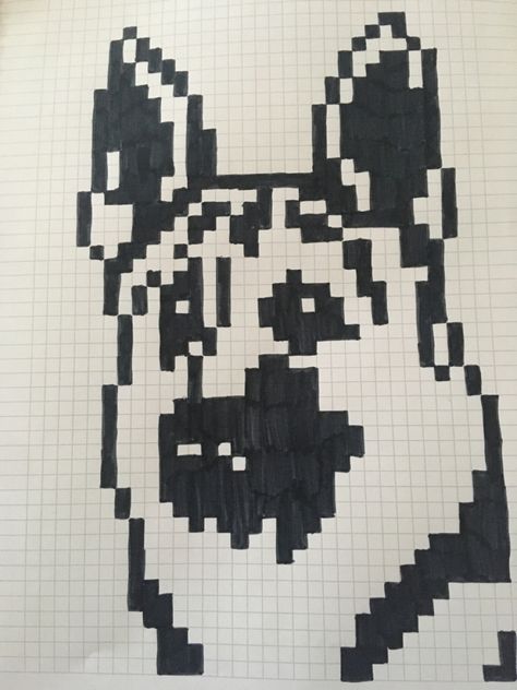 Chien Art Drawings Animals, Pixel Art Drawings, Art Pixel, Graph Paper Drawings, Easy Pixel Art, Pixel Drawing, Graph Paper Art, Animal Cross Stitch Patterns, Pixel Pattern