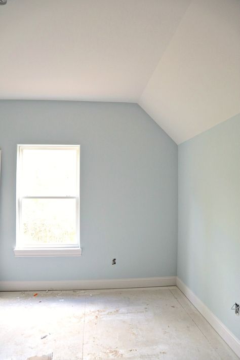 Wall color is Benjamin Moore Pale Smoke Popular Benjamin Moore Paint Colors, Kelly Moore Paint Colors, Modern French Home, Interior Door Color, Most Popular Paint Colors, Home Paint Color, Popular Paint Colors, Farmhouse Paint, Paint Color Schemes