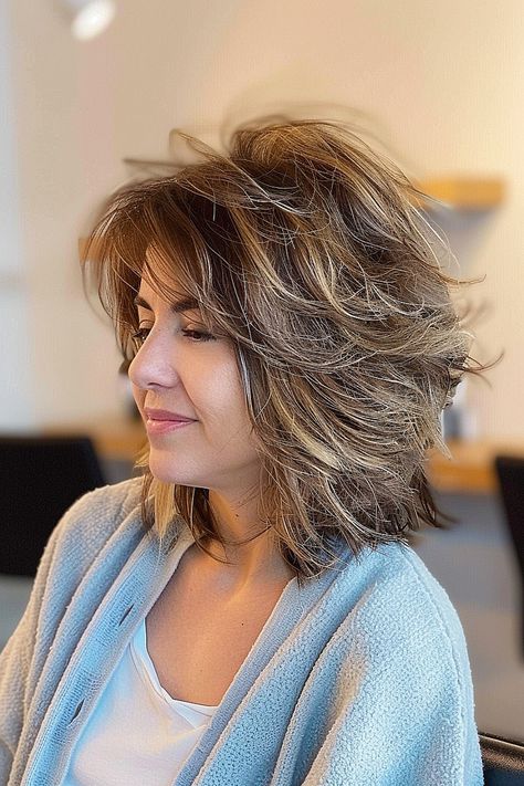 Best Short Shag Haircuts of 2024 Women's Shag Haircut, Butterfly Shag Haircut Medium, Women In Their 60's Style, Shag Haircuts For Straight Hair, Feather Cut For Short Hair, Textured Shag Haircut, Shag With Wispy Bangs, Feathered Shag, Best Curly Haircuts