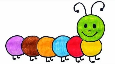 Caterpillar Drawing, Caterpillar Art, Nursery Drawings, Hand Art Kids, Art Kits For Kids, Easy Art For Kids, Easy Drawings For Beginners, Drawing Lessons For Kids, Spring Coloring Pages