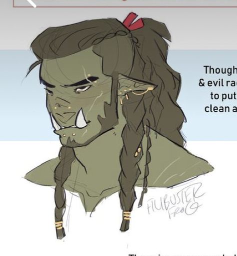 Orc Teeth Drawing, Orc Drawing Reference, Half Orc Barbarian Male, Orc Fashion, Orc Male Character Design, Orc Hairstyles, Half Orc Character Design, Half Orc Male Character Design, Orcs Dnd