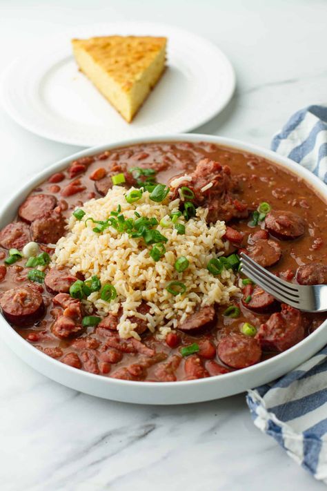 Crockpot Red Beans And Rice, Red Beans And Rice New Orleans Style, New Orleans Red Beans, New Orleans Red Beans And Rice Recipe, Red Beans And Rice Crockpot New Orleans, Red Beans And Rice Recipe, Authentic Red Beans And Rice New Orleans, Cajun Red Beans And Rice, Red Beans And Rice Recipe Crockpot