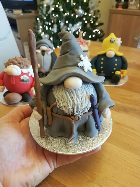 Polymer Clay Nomes, Polymer Clay Gonk, Clay Gonk, Polymer Clay Gnomes, Clay Gnomes, Terry's Chocolate Orange, Clay Fairy House, Halloween Clay, Christmas Cake Decorations