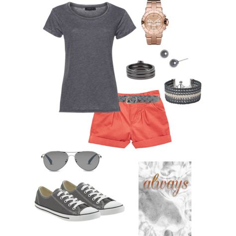 Summer Ideas on Polyvore Coral Shorts Outfit, Coral Shorts, Outfits With Converse, Shorts Outfit, Summer Ideas, Sporty Outfits, Spring Summer Outfits, Me Time, Summer Wear