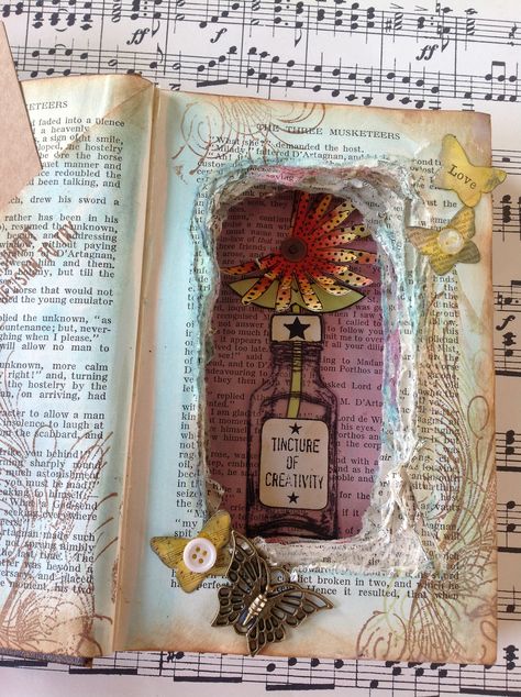 Altered book - Sculpture - Art Is A Blessing To Be Thankful For Altered Books Ideas, Altered Book Sculpture, Altered Books Pages, Altered Canvas, Books Ideas, Quentin Blake, Altered Book Art, Matchbox Art, Vintage Library