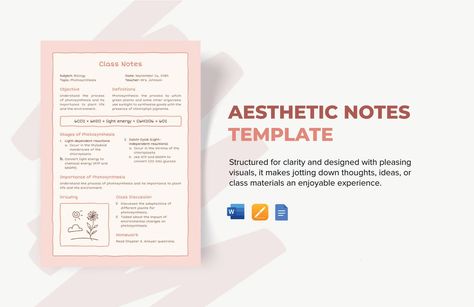 Aesthetic Notes Template Google Docs Aesthetic Notes, Aesthetic Notes Template, Google Notes, Notes Aesthetic Template, Notes Aesthetic, Aesthetic Notes, Docs Templates, Free Aesthetic, Notes Journal