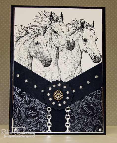 Horse Cards Handmade, Horse Birthday Card Ideas, Horse Christmas Cards Handmade, Stampin Up Horse Frontier Cards, Cards With Horses Handmade, Cowboy Cards, Masculine Cards Handmade, Western Cards, Card Types