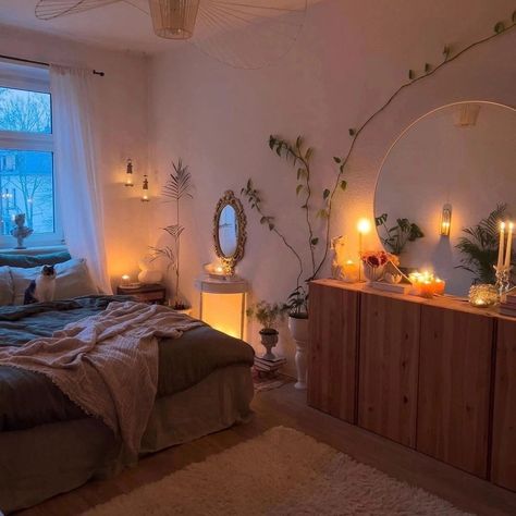 Cozy Cool Bedroom, Simple House Decor Bedroom, Zen Bohemian Bedroom, Minimal Boho Bedroom Decor, Cozy Beedrom Ideas, Clean Room Aesthetic Vision Board, Light Wood Bedroom Aesthetic, Comfy Apartment Bedroom, White Accent Bedroom