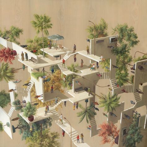 Architecture Collage, Spanish Painters, Architecture Graphics, Green Architecture, Architecture Rendering, Architecture Illustration, Art Archive, Architecture Presentation, Concept Architecture