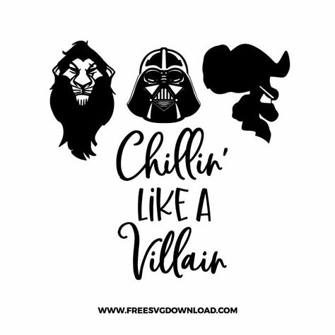 Sweatshirt Crafts, Disney Villain Svg, Disney Villains Svg, Male Disney Villains, Cricut Pictures, Chillin Like A Villain, Disney Cups, Disney Logo, Free Svgs