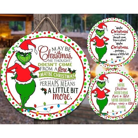 Christmas Decorations Hanging, Diy Grinch, Grinch Tree, Inflatable Christmas Decorations, Grinch Christmas Decorations, Grinch Ornaments, Porch Wall, Sign Materials, Wall Window