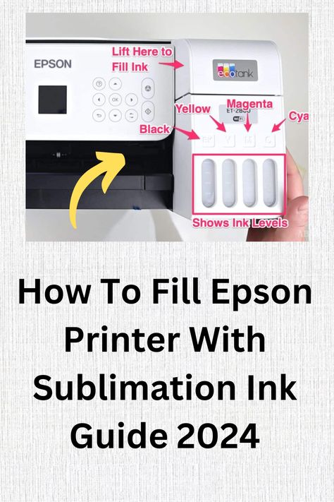 "Learn how to fill your Epson printer with sublimation ink in our 2024 guide! 🖨️✨ Step-by-step instructions to ensure flawless printing. #EpsonPrinter #SublimationInk #PrinterGuide #2024Tech #DIYPrinting #Crafting Epson Printer, Sublimation Ink, Diy Prints, Cheat Sheets, Top Rated, Laser Engraving, Step By Step, Printer