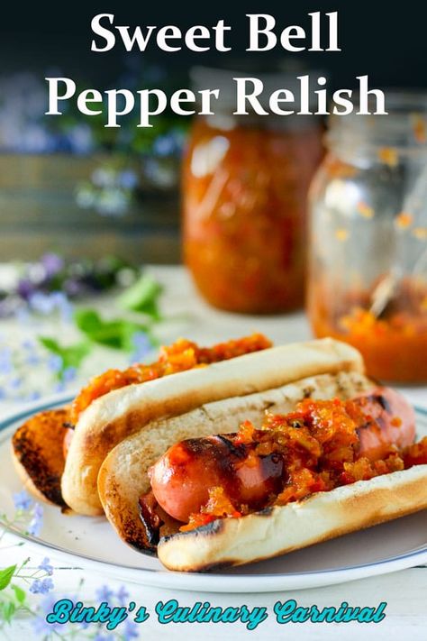 Tuna Lunch, Hot Pepper Relish, Canning Peppers, Hot Pepper Recipes, Pepper Relish, Jalapeno Recipes, Sweet Bell Peppers, Relish Recipes, Sweet Pepper