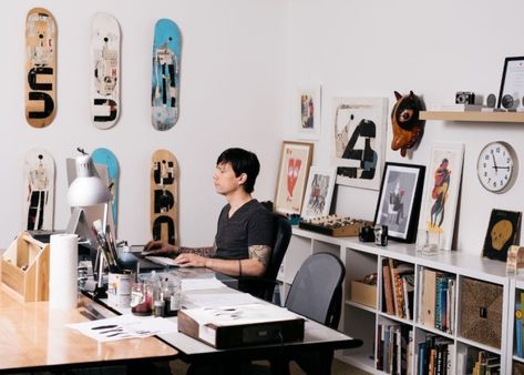 Creative Workspace Inspiration, Design Studio Workspace, Design Studio Office, Art Studio Space, Art Studio Room, Small Home Offices, Office Space Design, Creative Workspace, Workspace Inspiration