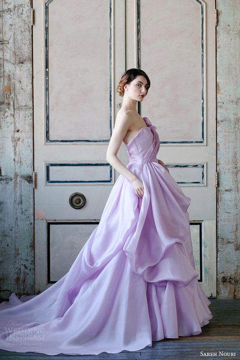 sareh nouri spring 2015 bridal orchid strapless wedding dress side view Sareh Nouri Wedding Dress, Lavender Wedding Dress, Vestidos Color Vino, Lavender Gown, Sareh Nouri, 2015 Wedding Dresses, Lovely Lavender, Lavender Wedding, Bridal Fashion Week