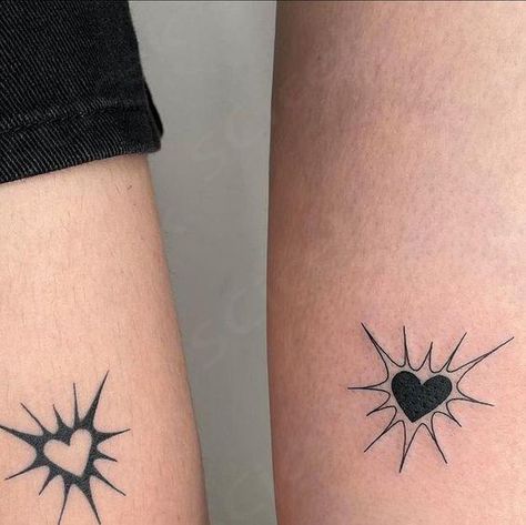 White Heart Tattoos, Maching Tattoos, Cute Matching Tattoos, M Tattoos, Bff Tattoos, Matching Couple Tattoos, Matching Tattoo, Black Ink Tattoos, Friend Tattoos