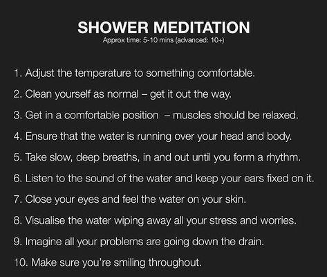 A shower meditation is a great way to start the day. For an extra dash of zen, sprinkle an essential oil at the corners of the shower as the bathroom steams up! 🚿🙏 . . . #showermeditation #meditation #meditate #zenjunkie #zen #namaste #spiritualguidance #spiritualawakening #spiritualgangster #universe #selfcare #selfgrowth #aromatherapy #wellness #wellnesstips #steam #clean #awareness #mindfulness #balance #namaste {pic: Ryan Guerrant} Spiritual Shower Ritual, Shower Meditation Simple, Cleaning Meditation, Spiritual Bathroom, Meditation Bathroom, Shower Ritual, Spiritual Exercises, Inner Alchemy, Cleansing Rituals