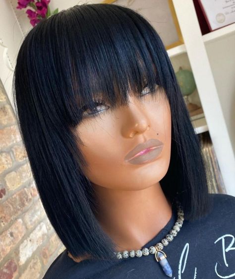 Chinese Bob Black Women, Bob With Bangs Quick Weave, Bob Hairstyles For Black Women With Bang, Lil Bit Collections Wigs, Bang Bob Hairstyles For Black Women, Quick Weave Bob With Bangs, Quick Weave With Bangs, Bob With Bangs For Black Women, Chinese Bang Bob