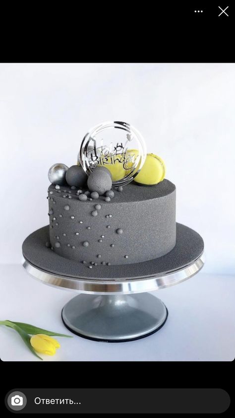 Masculine Cakes For Men, Masculine Birthday Cake, Happy Bday Cake, Grey Cake, Disco Cake, Cake For Men, Fondant Cake Designs, Cake Style, Pastel Cakes