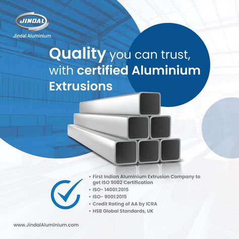 Elevate your projects with the unmatched quality of our Aluminium extrusions backed by a legacy of excellence and industry-leading certifications. For more, visit, https://jindalaluminium.com/ 🌐 #CertifiedAluminium #jindalaluminium #jindalaluminiumone Industrial Poster Design, Photoshop Editing Tutorials, Aluminum Fabrication, Real Estate Marketing Design, Logo Design Set, Computer Basic, Digital Marketing Design, Corporate Presentation, Motion Graphics Design