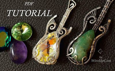 Musical Instrument Inspired Wire Wrapped Pendants and Tutorials by WireUpGem - The Beading Gem's Journal Wire Wrapped Guitar, Wire Wrap Tutorial, Guitar Jewelry, Wrap Tutorial, Wire Wrapping Tutorial, Wire Wrapping Diy, Bijoux Fil Aluminium, Pendant Tutorial, Diy Jewelry Inspiration