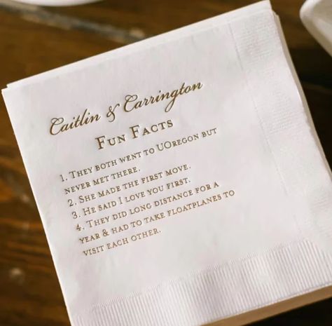 Fun Facts Wedding Napkins: HANDMADE-A-DAY Fun Facts Wedding Napkins, Fun Facts Wedding, Wedding Fun Facts, Wedding Facts, Cocktail Napkins Wedding, Wedding Reception Napkins, Wedding Trivia, Creative Napkins, Wedding Cocktail Napkins