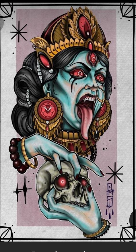 Kali Tattoos, Tato Irezumi, Kali Tattoo, Hindu Tattoos, Power Art, Shiva Tattoo Design, Goddess Kali, Maa Kali, Shiva Tattoo