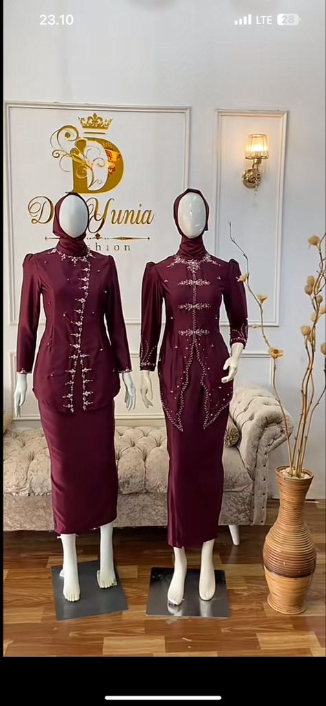 Bridesmaid Melayu, Kebaya Melayu, Simple Elegant Dresses, Dress Muslim Modern, Bridesmaid Satin, Kebaya Dress, Modern Hijab, Fashion Dresses Formal, Dress Muslim