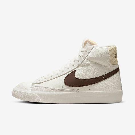 Nike Blazer Mid '77 "Python Heel" FD0805-100 | Nice Kicks Neutral Nike Blazers, Brown Nike Blazers, Nike Blazer Mid 77 Women, Blazer Mid 77 Outfit, Retro Branding, Blazer 77, Blazer Mid 77 Vintage, Nike Blazers, Nike Blazer Mid 77