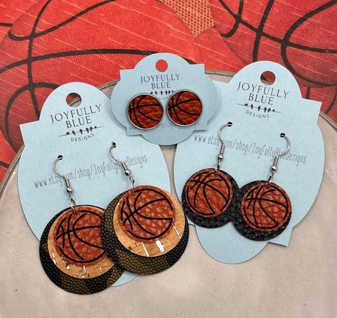 Basketball Earrings Diy, Clay Basketball Earrings, Faux Leather Sports Earrings, Sports Mom Earrings, Earrings Basketball, Basketball Earrings, Sports Earrings, Booster Club, Blue Design