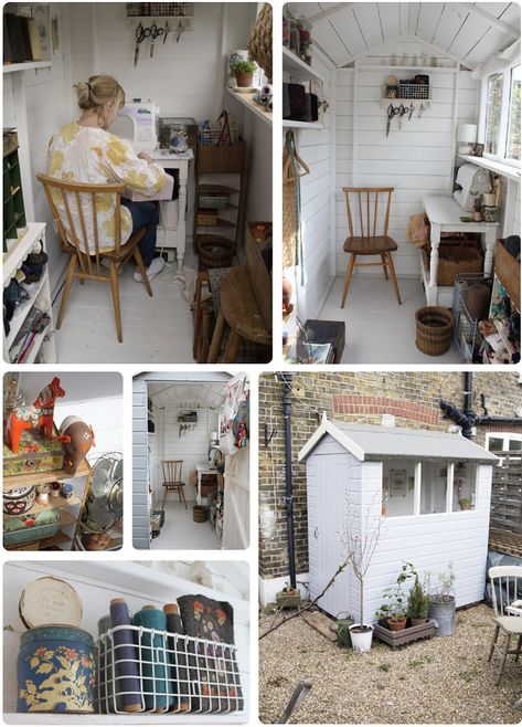 Sewing Shed, Cottage Backyard, Craft Shed, Studio Shed, Garden Sheds, Tiny Spaces, Garden Studio, Sewing Rooms, She Shed