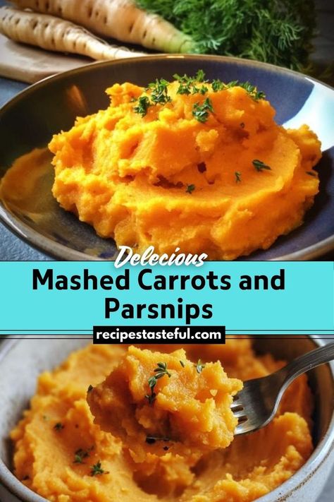 A creamy and flavorful side dish combining the natural sweetness of carrots and the earthy taste of parsnips, perfect for any meal. Carrot And Parsnip Recipe, Mashed Carrots, Carrots And Parsnips, Mashed Parsnips, Parsnip Recipes, Festive Appetizers, Christmas Recipes Easy, Christmas Food Dinner, Carrot Recipes