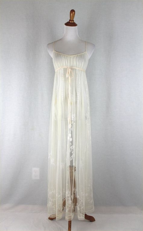 Empire Waist Nightgown, Beautiful Nightgown, White Nightgown, Long Nightgown, Grecian Goddess, Women's Nightgowns, Pajama Robe, Nightgowns, Beautiful Lingerie