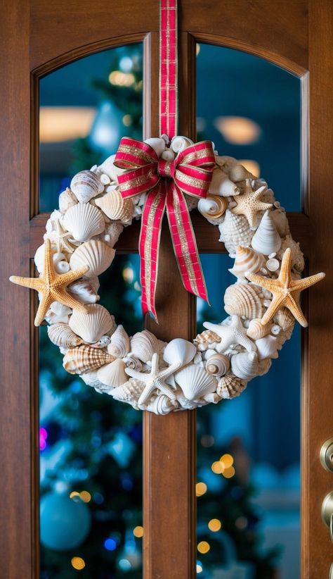 31 Christmas Wreath Ideas to Deck Your Halls This Holiday Season Starfish Wreath Diy, Creative Ideas For Christmas, Christmas Reef, Starfish Wreath, Christmas Wreath Ideas, Seashell Wreath, Easy Christmas Wreaths, Dollar Store Christmas, Ideas For Christmas