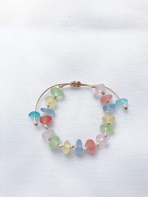 Seaglass Bracelet Diy, Sea Glass Bracelet Diy, Sea Glass Bracelets, Handmade Beach Jewelry, Seaglass Jewelry Diy, Glass Bead Bracelet Ideas Aesthetic, Seaglass Bracelets, Sea Glass Jewelry Earrings, Sea Glass Jewelry Diy